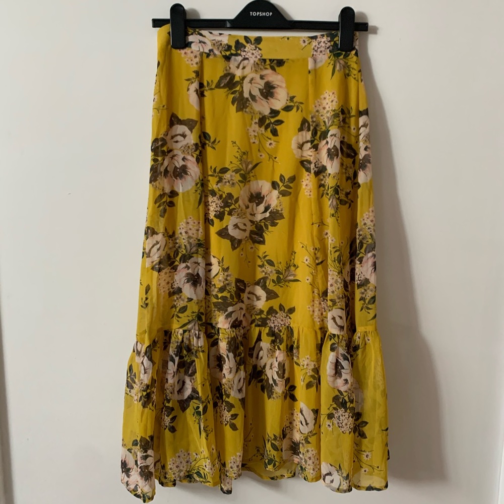Midi Yellow Floral Skirt